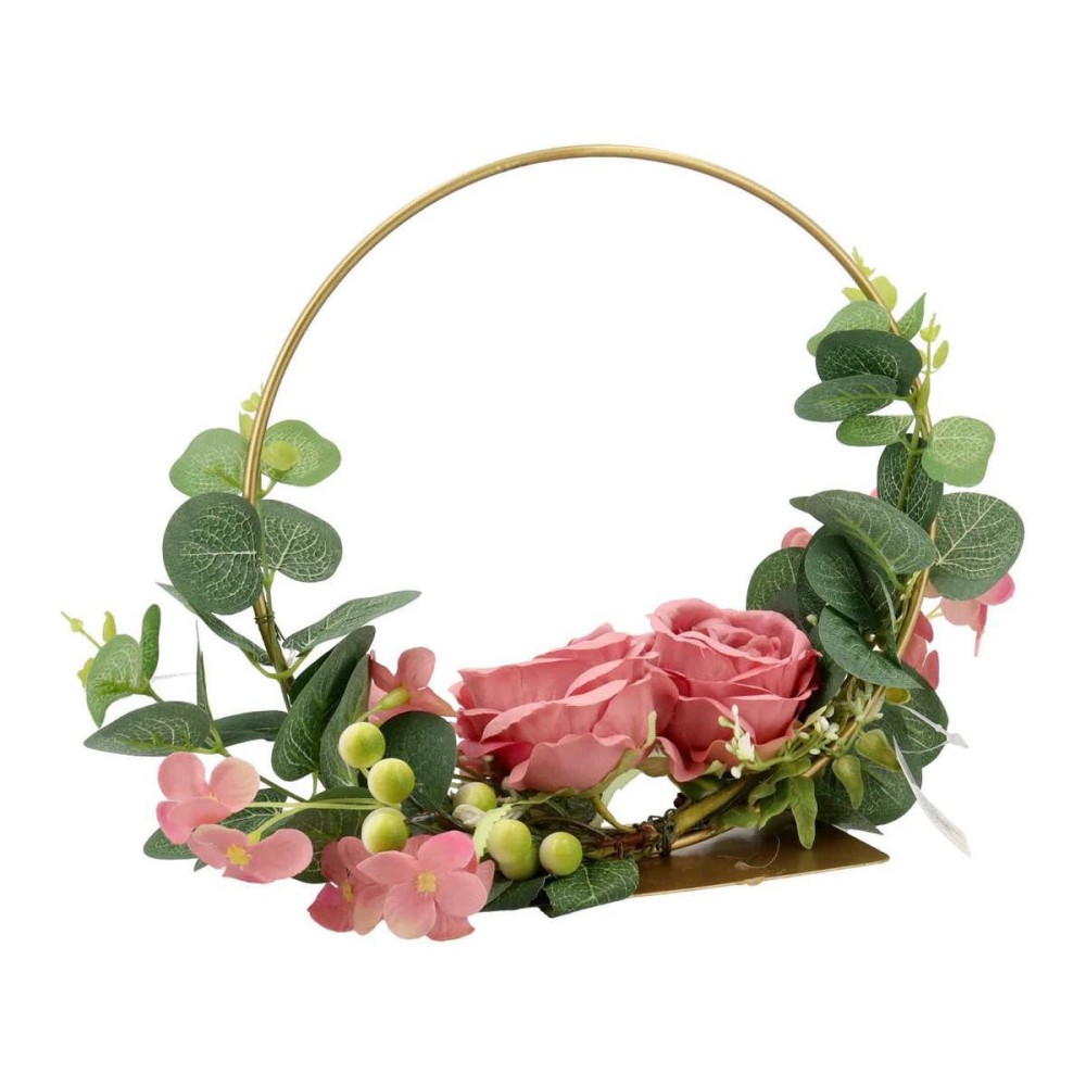 DECOR METAL TONDO PICCOLO CON BASE D20 ROSA ANTICO